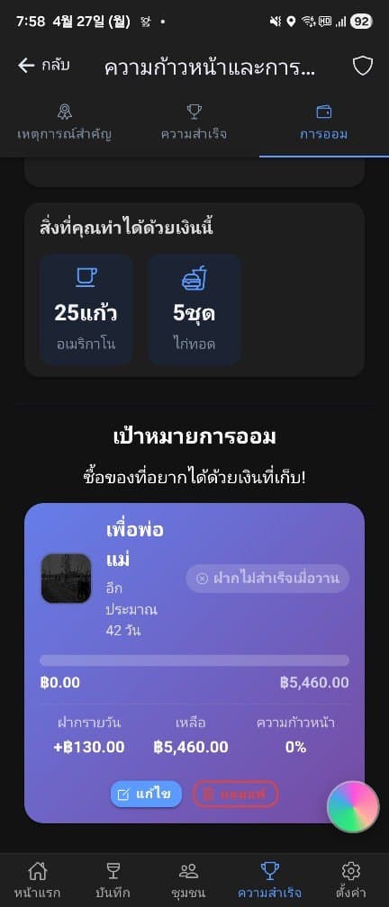 เก็บ ฿5,460 เพื่อพ่อแม่ วันละ ฿130